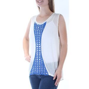 UM GEE Womens Ivory Sleeveless Boat Neck Top Size: M